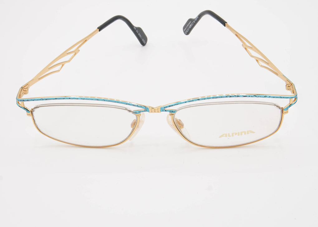 Vintage 80's Genesis Project by Alpina Gold and Turquoise Architectural Frames