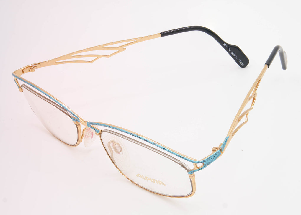 Vintage 80's Genesis Project by Alpina Gold and Turquoise Architectural Frames